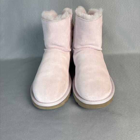 Womens UGG Boots Sz 7 Bailey Bow Customizable Pink Suede Festival Coquette Rare - Picture 8 of 13